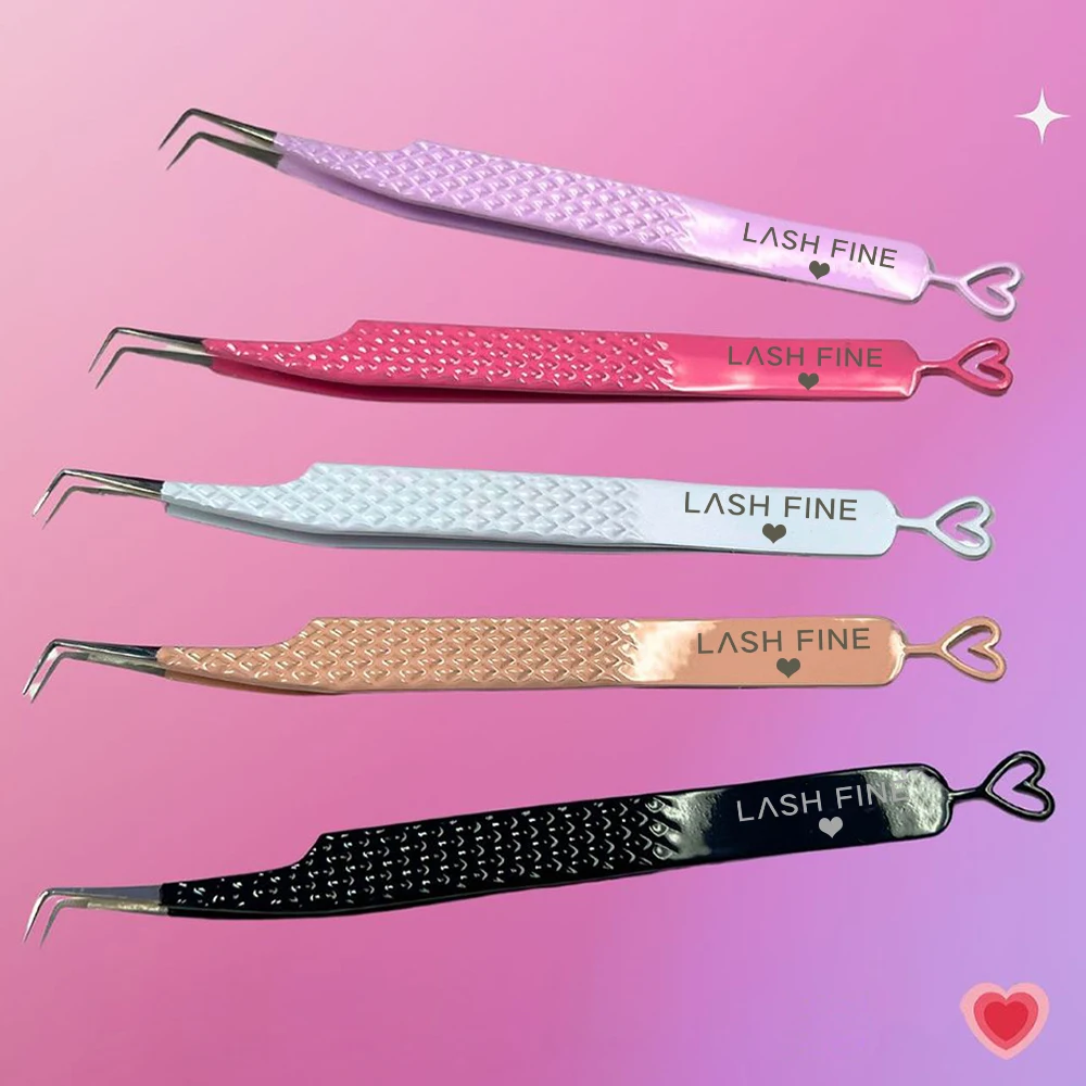 Eyelash Extension Volume Lashes - Herzförmige Pinzette für Wimpernverlängerungen, Edelstahl-Volumen-Wimpernpinzette, 45–90