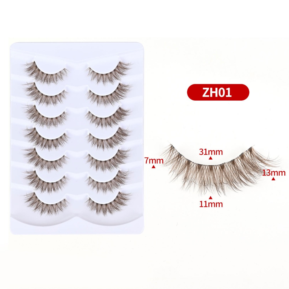 Eyelash Extension Cat Eye Wispy - 7 Paar Simulations-Wimpern, Wimpernstreifen, Wimpernverlängerung, braune