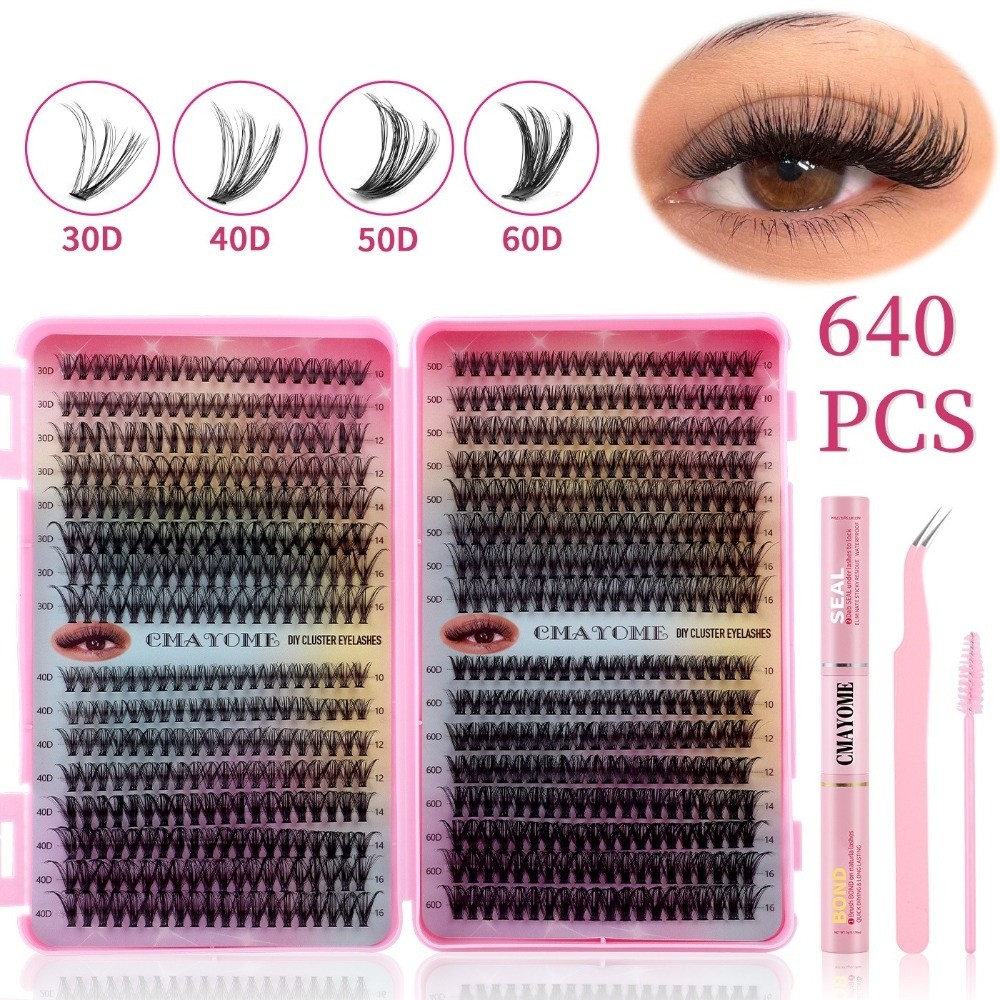Eyelash Extension Volume Lashes - Klebe- und Fixier-Set für künstliche Wimpern: