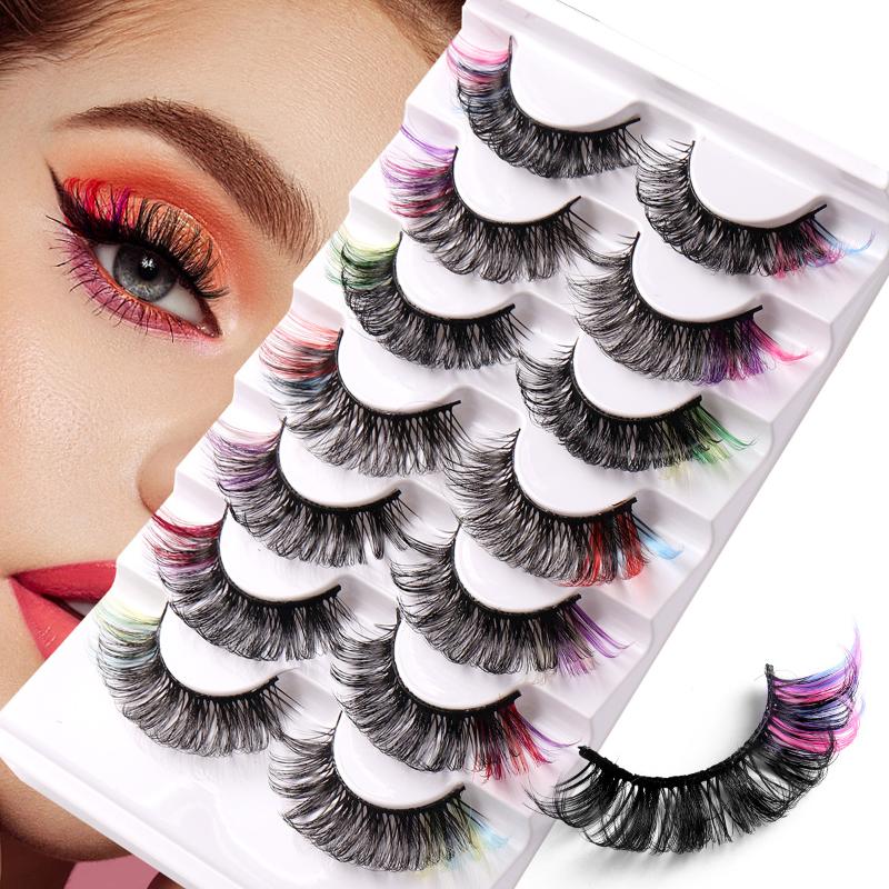 7 Paar bunte künstliche Wimper – Eyelash Extension Volume Lashes Bewertung und Preis