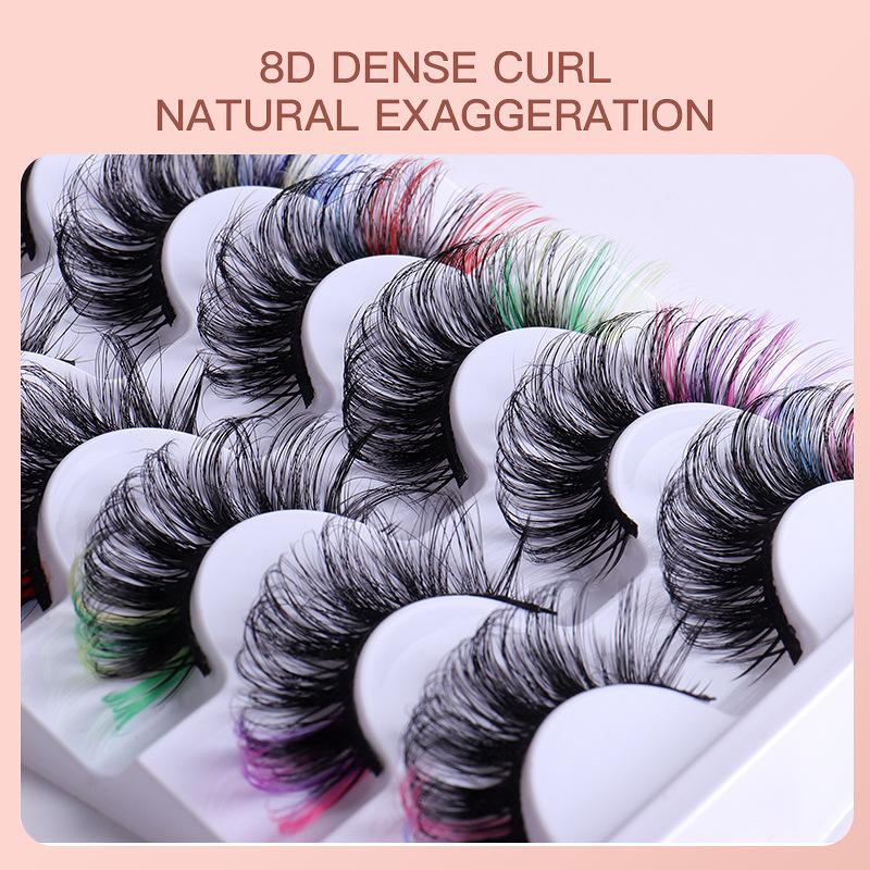 7 Paar bunte künstliche Wimper – Eyelash Extension Volume Lashes Bewertung und Preis