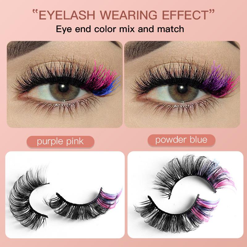 7 Paar bunte künstliche Wimper – Eyelash Extension Volume Lashes Bewertung und Preis