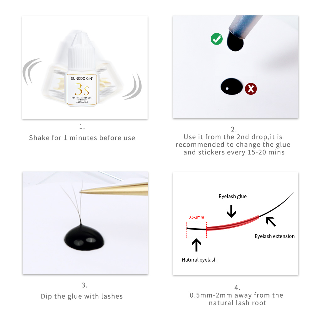 Wimpernverlängerungskleber, 3S – Eyelash Extension Eye Irritation Bewertung und Preis